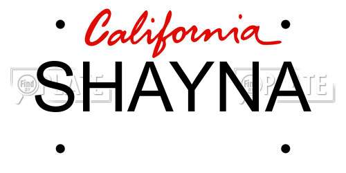 SHAYNA California License Plate