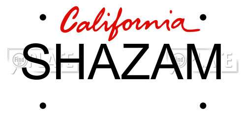 SHAZAM California License Plate