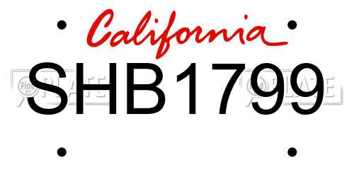 SHB1799 California License Plate
