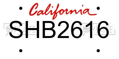 SHB2616 California License Plate