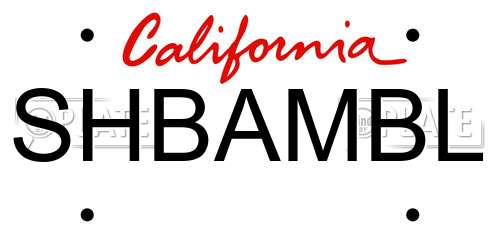SHBAMBL California License Plate