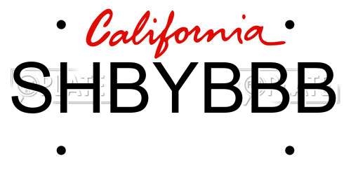 SHBYBBB California License Plate