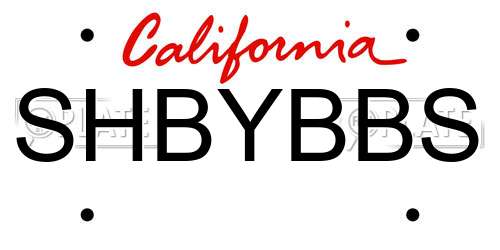SHBYBBS California License Plate
