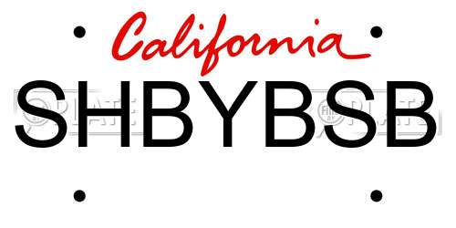 SHBYBSB California License Plate