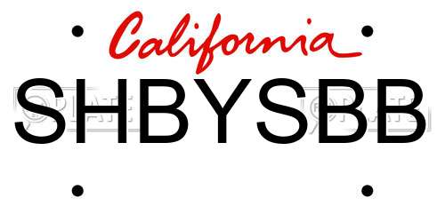 SHBYSBB California License Plate