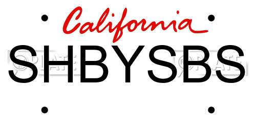 SHBYSBS California License Plate