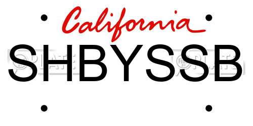 SHBYSSB California License Plate