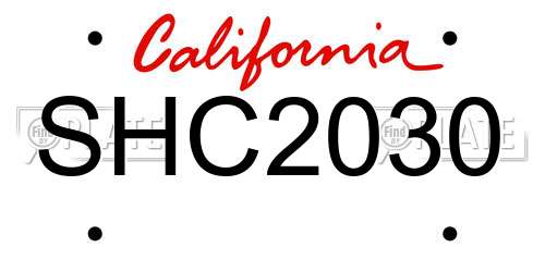 SHC2030 California License Plate