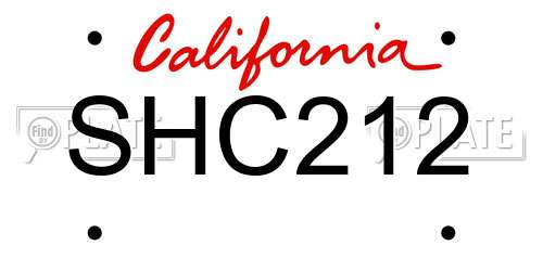 SHC212 California License Plate