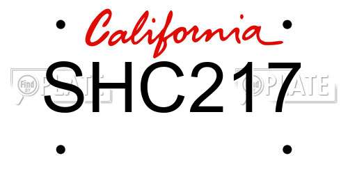SHC217 California License Plate