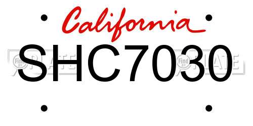 SHC7030 California License Plate