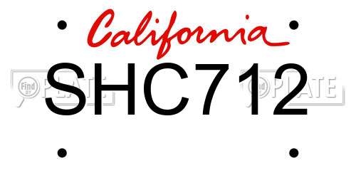SHC712 California License Plate