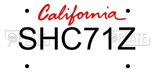 SHC71Z California License Plate