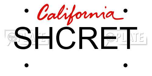 SHCRET California License Plate