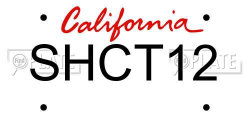 SHCT12 California License Plate
