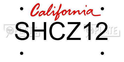 SHCZ12 California License Plate