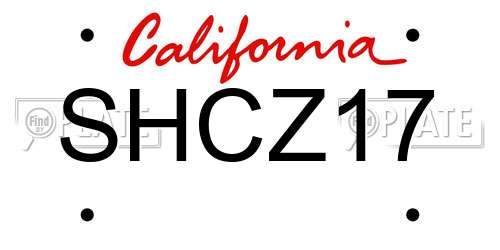 SHCZ17 California License Plate