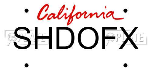 SHDOFX California License Plate