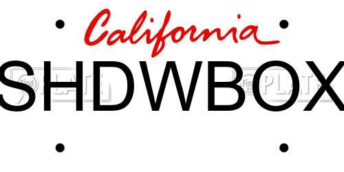 SHDWBOX California License Plate