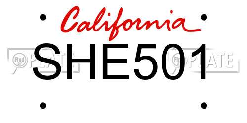 SHE501 California License Plate