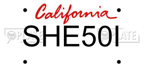 SHE50I California License Plate