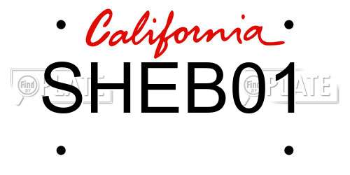 SHEB01 California License Plate