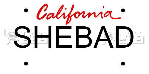 SHEBAD California License Plate