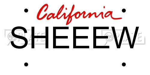 SHEEEW California License Plate