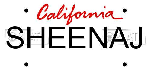 SHEENAJ California License Plate