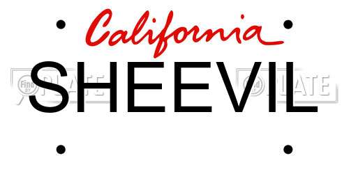 SHEEVIL California License Plate
