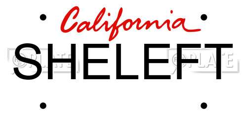 SHELEFT California License Plate