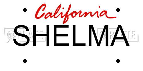 SHELMA California License Plate