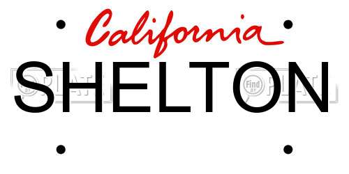 SHELTON California License Plate