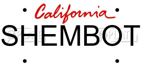SHEMBOT California License Plate