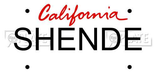 SHENDE California License Plate