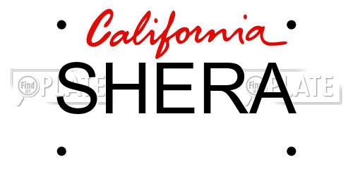 SHERA California License Plate