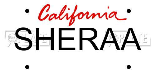 SHERAA California License Plate