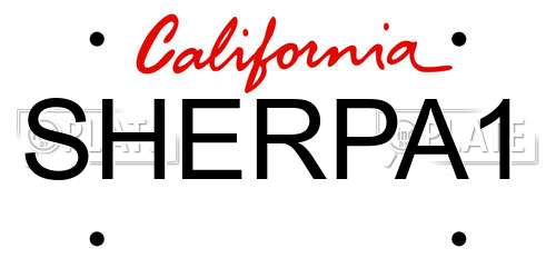 SHERPA1 California License Plate