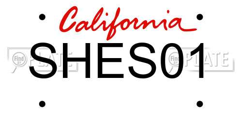 SHES01 California License Plate