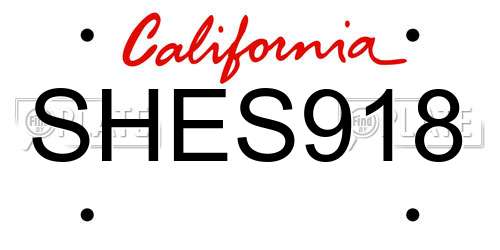 SHES918 California License Plate