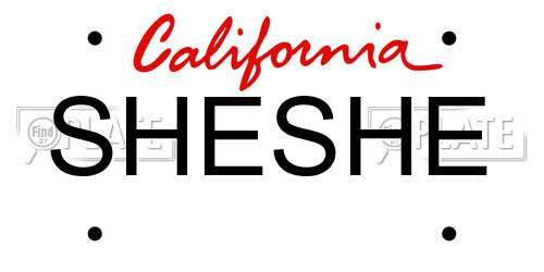SHESHE California License Plate