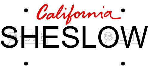 SHESLOW California License Plate