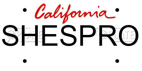 SHESPRO California License Plate