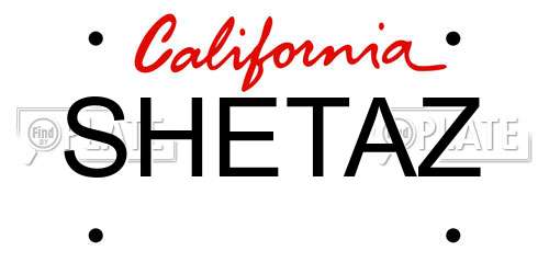 SHETAZ California License Plate