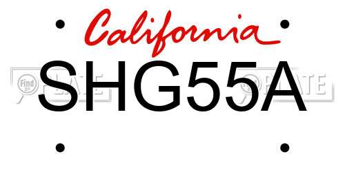 SHG55A California License Plate