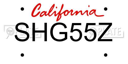 SHG55Z California License Plate