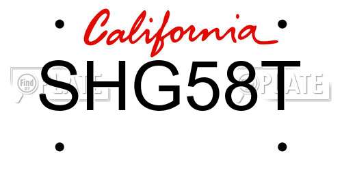 SHG58T California License Plate