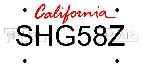 SHG58Z California License Plate