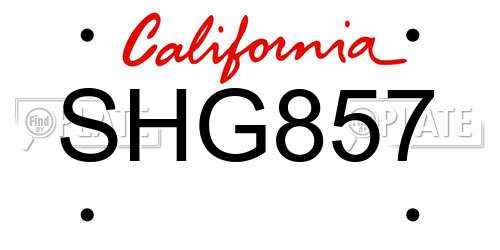 SHG857 California License Plate