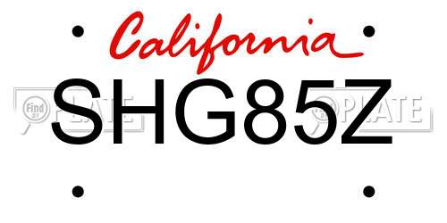 SHG85Z California License Plate